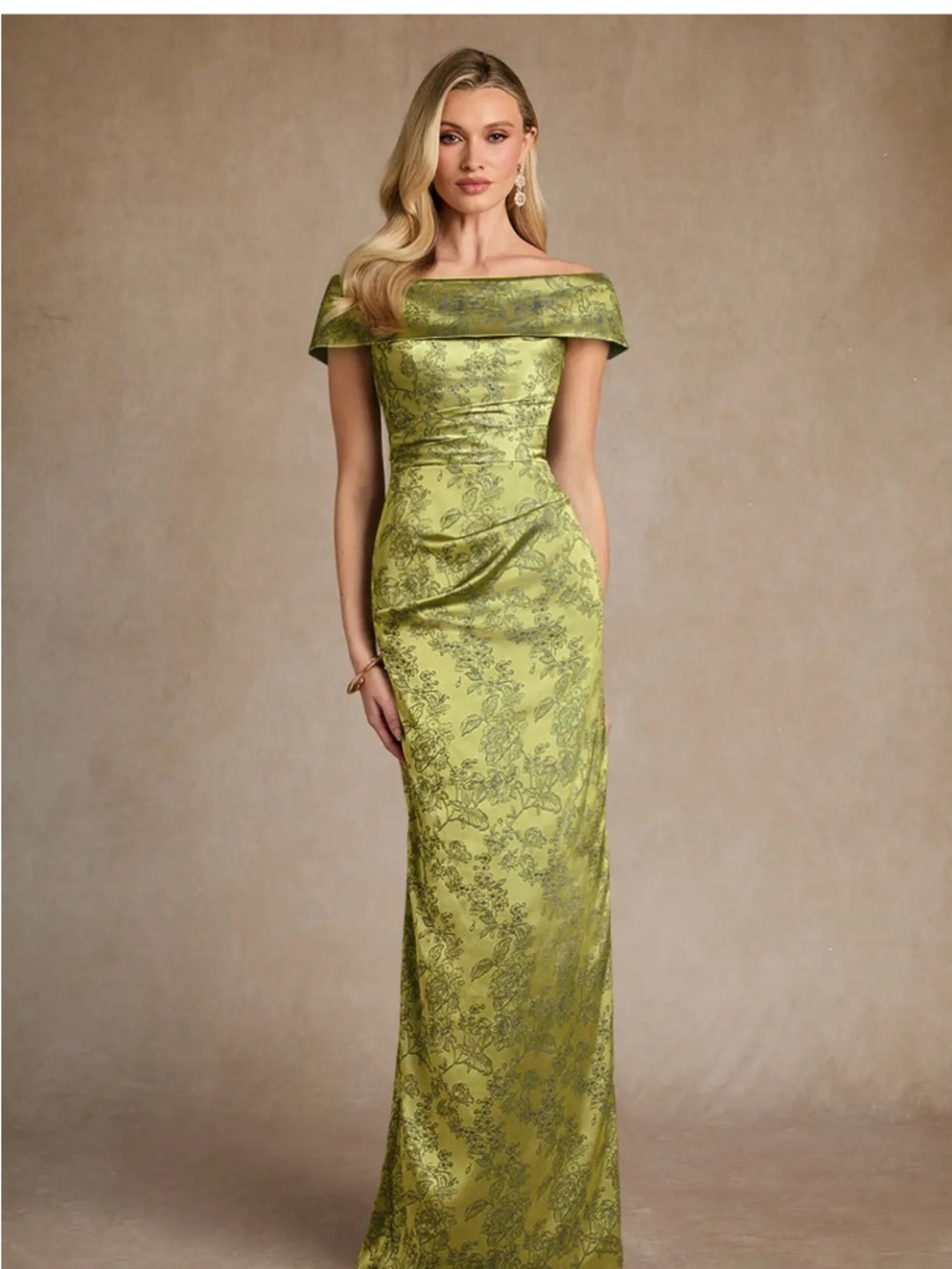 Azazie Kenosha - Olive Green Strapless Jacquard Evening Gown